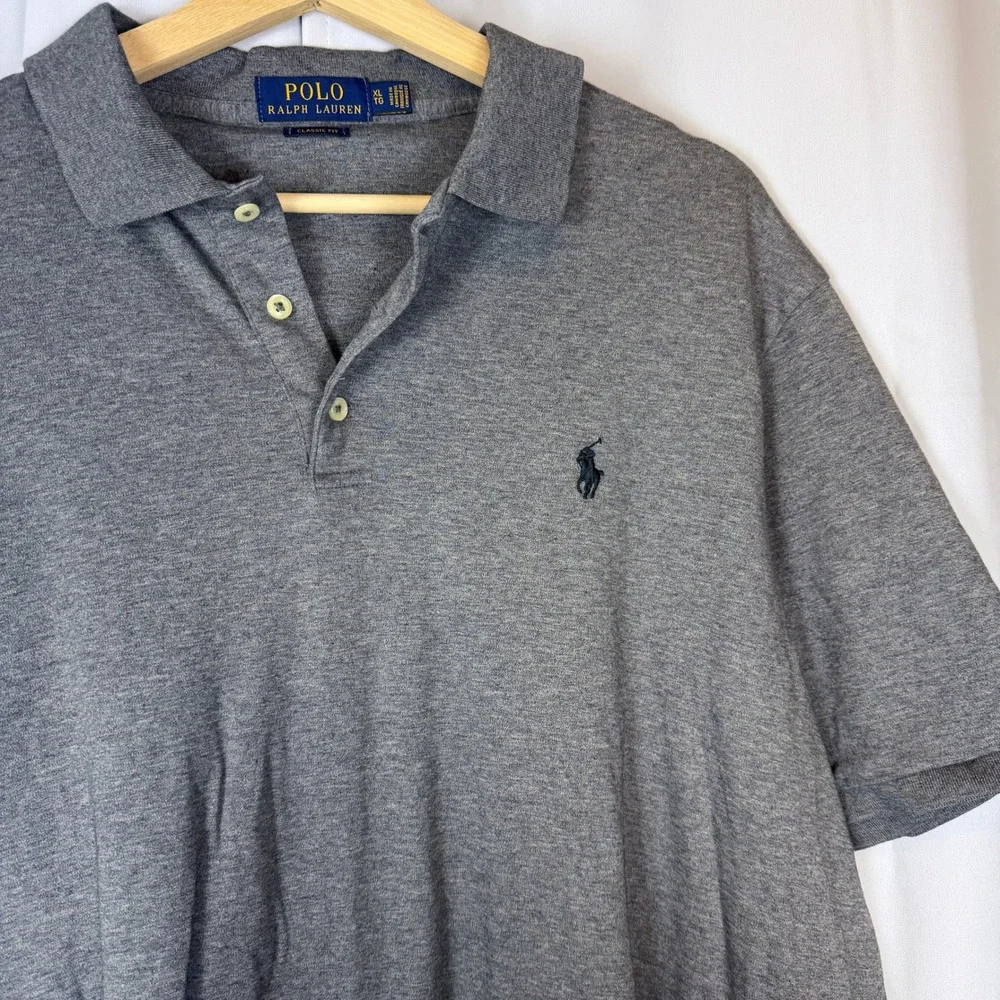 Polo Ralph Lauren XL Classic Fit Gray Heather Short Sleeve Jersey Polo Shirt